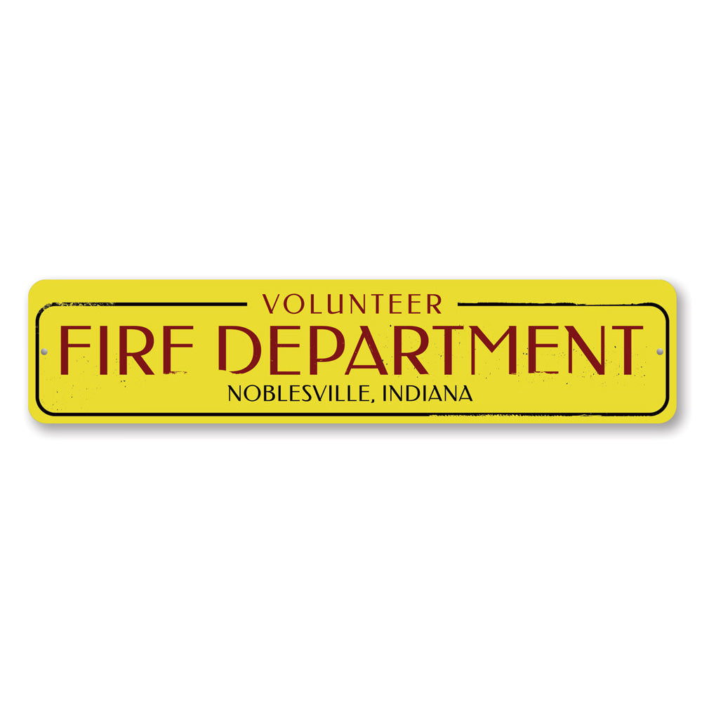 Customizable Volunteer Fire Department Sign made of durable aluminum, featuring pre-drilled holes for easy mounting.