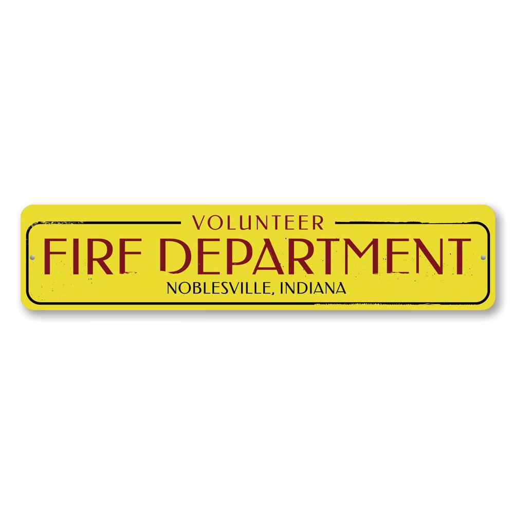 Customizable Volunteer Fire Department Sign made of durable aluminum, featuring pre-drilled holes for easy mounting.