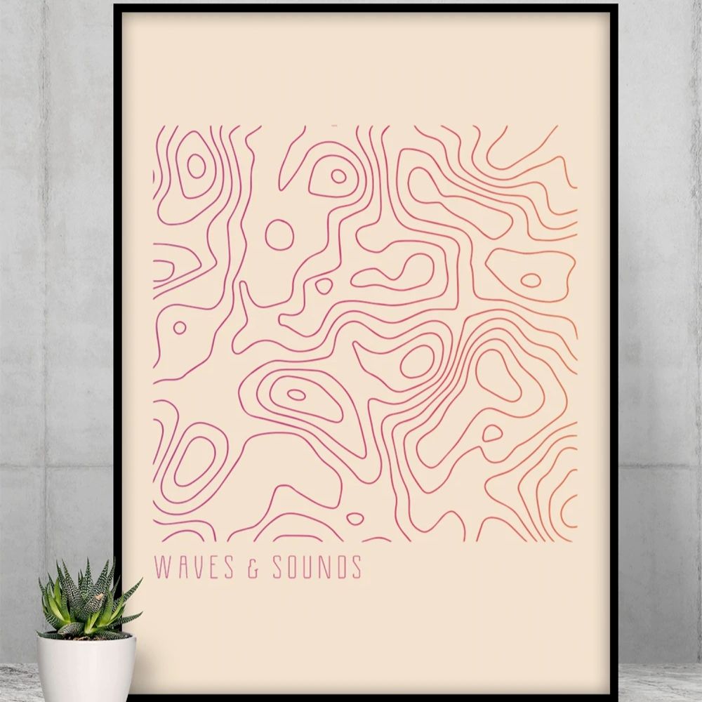 Waves and Sounds Music Poster on premium matte fine art paper, showcasing vibrant colors and intricate design, perfect for indoor decoration.