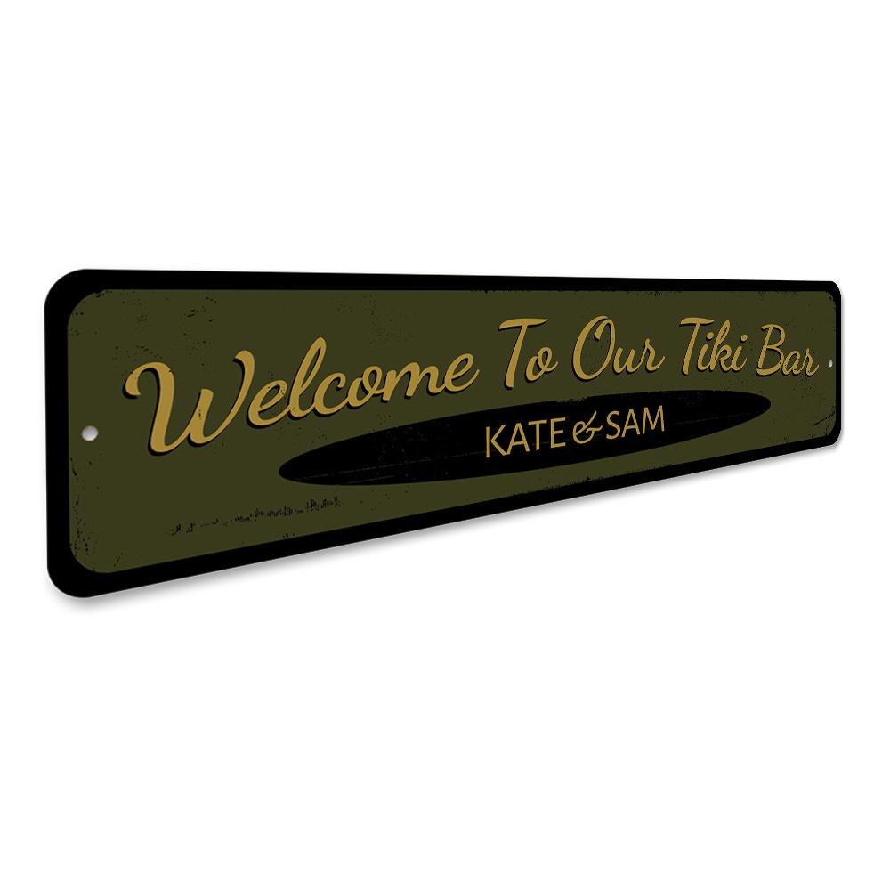 Welcome to our Tiki Bar Sign made of high-quality aluminum, featuring vibrant colors and customizable text for a personalized touch.