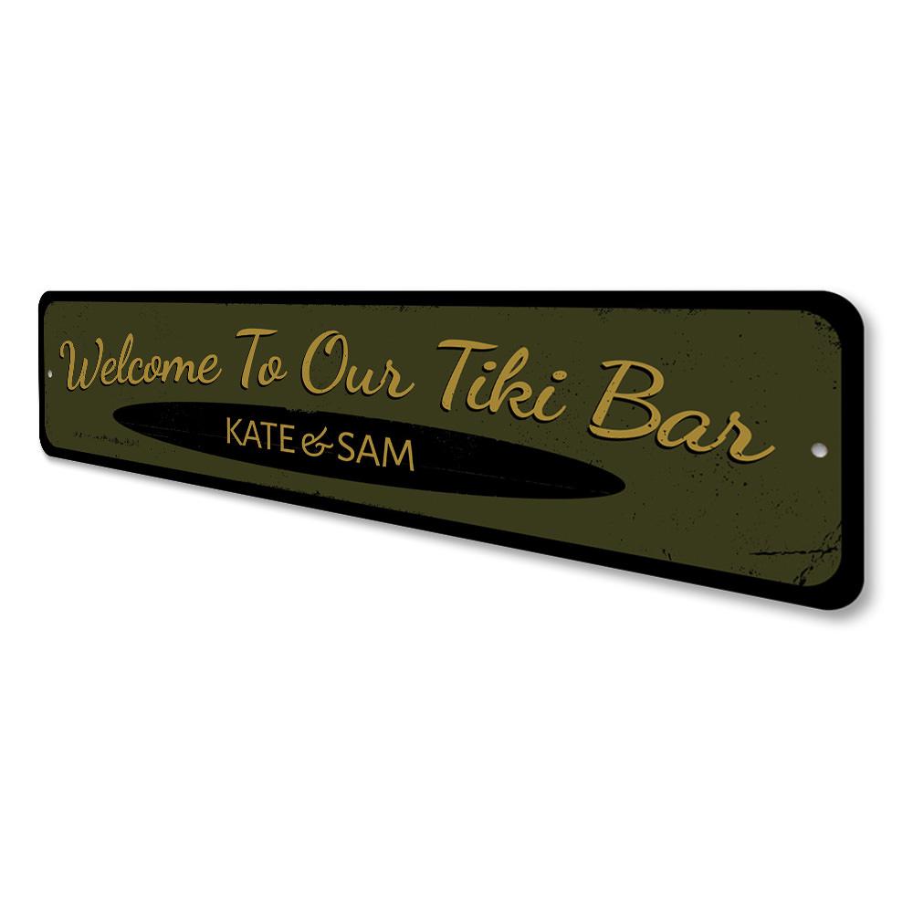 Welcome to our Tiki Bar Sign made of high-quality aluminum, featuring vibrant colors and customizable text for a personalized touch.