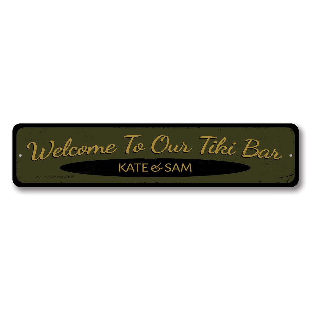 Welcome to our Tiki Bar Sign made of high-quality aluminum, featuring vibrant colors and customizable text for a personalized touch.