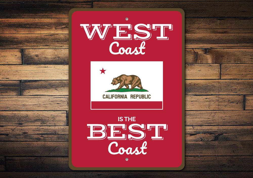 Customizable West Coast Sign made from high-quality aluminum, featuring pre-drilled holes for easy mounting, perfect for home decor.