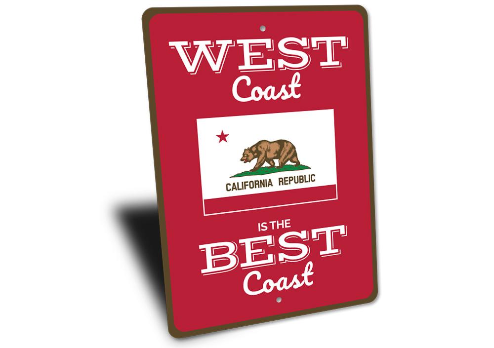 Customizable West Coast Sign made from high-quality aluminum, featuring pre-drilled holes for easy mounting, perfect for home decor.