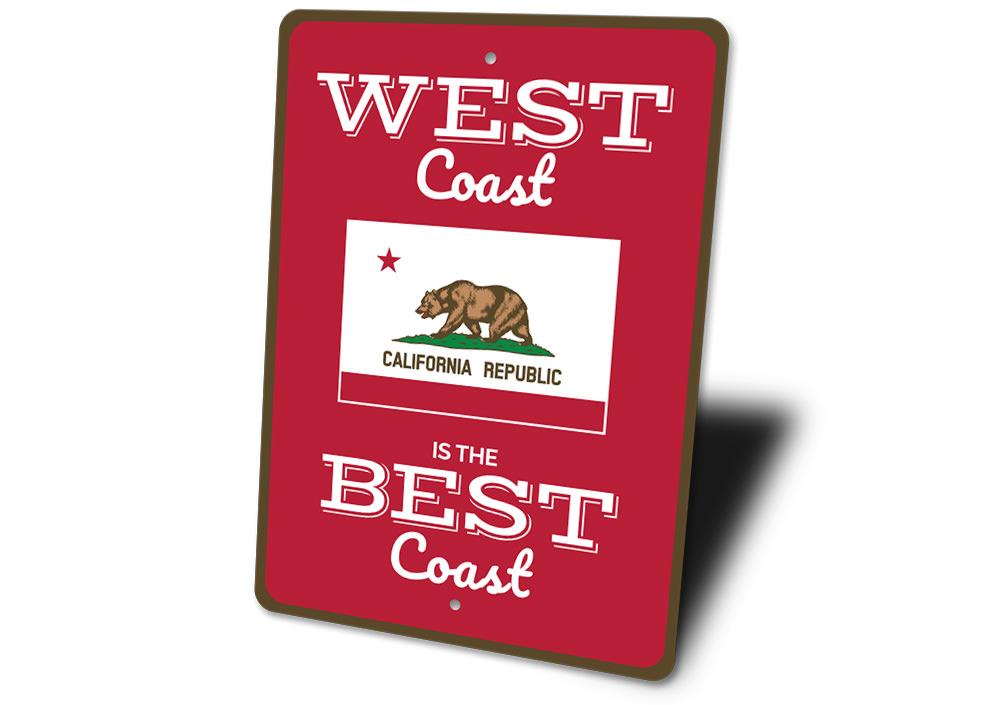 Customizable West Coast Sign made from high-quality aluminum, featuring pre-drilled holes for easy mounting, perfect for home decor.