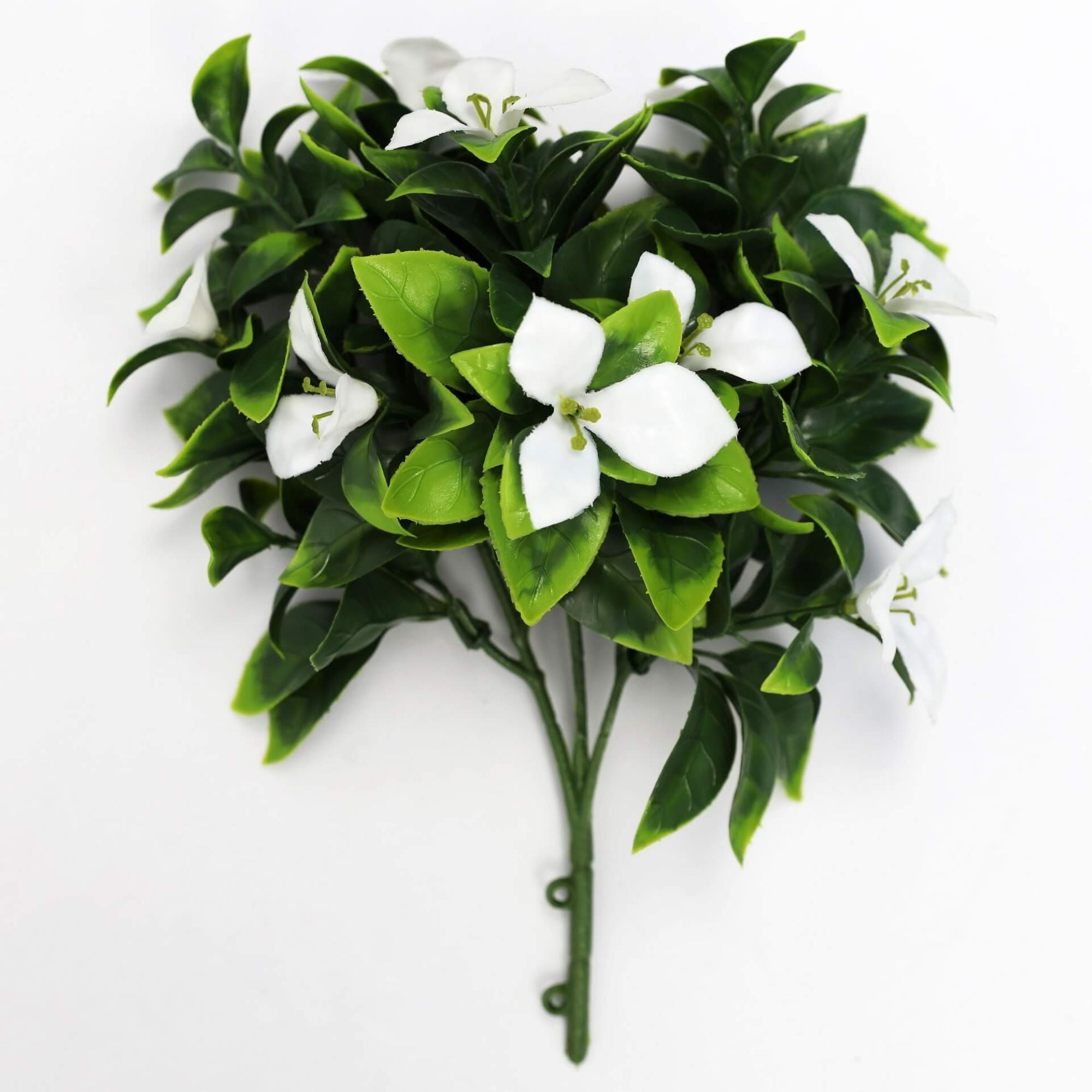 A 30cm long White Flowering Jasmine Artificial Stem with realistic white petals, perfect for indoor and outdoor decor.