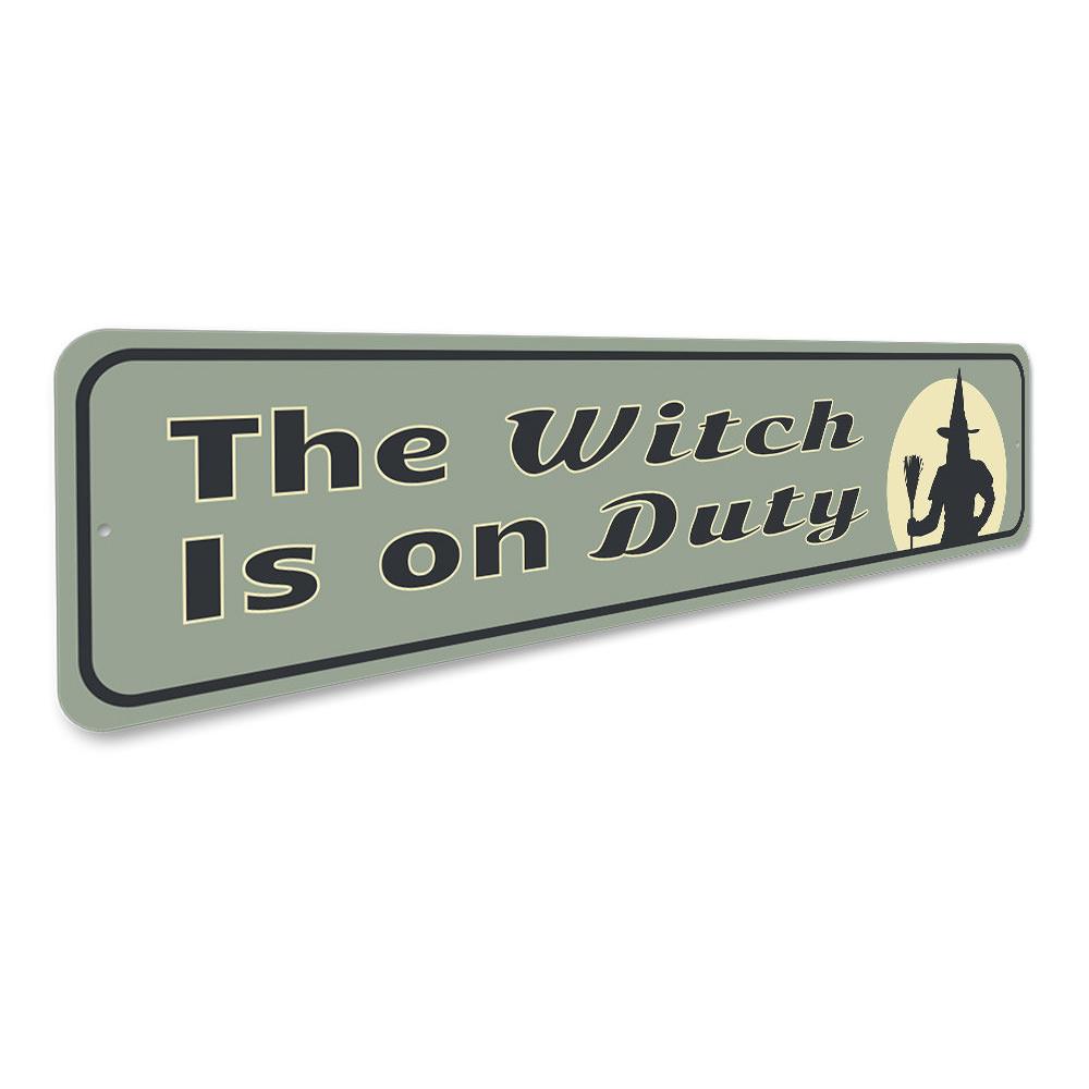 Wicked Witch Sign featuring spooky design, made of durable aluminum, perfect for Halloween decor.