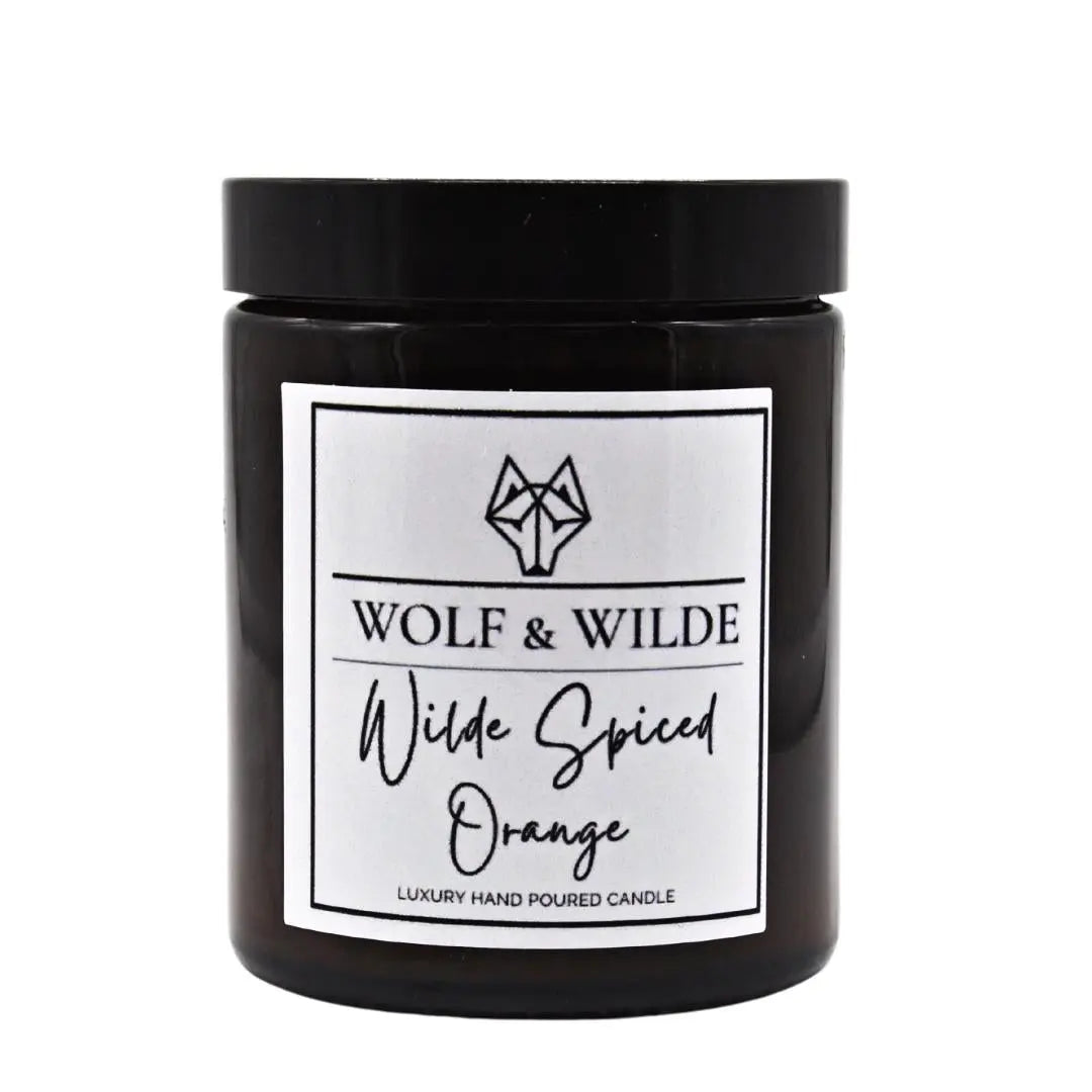 Wilde Spiced Orange Luxury Aromatherapy Scented Candle with rich spices and orange aroma, elegantly designed for home decor.