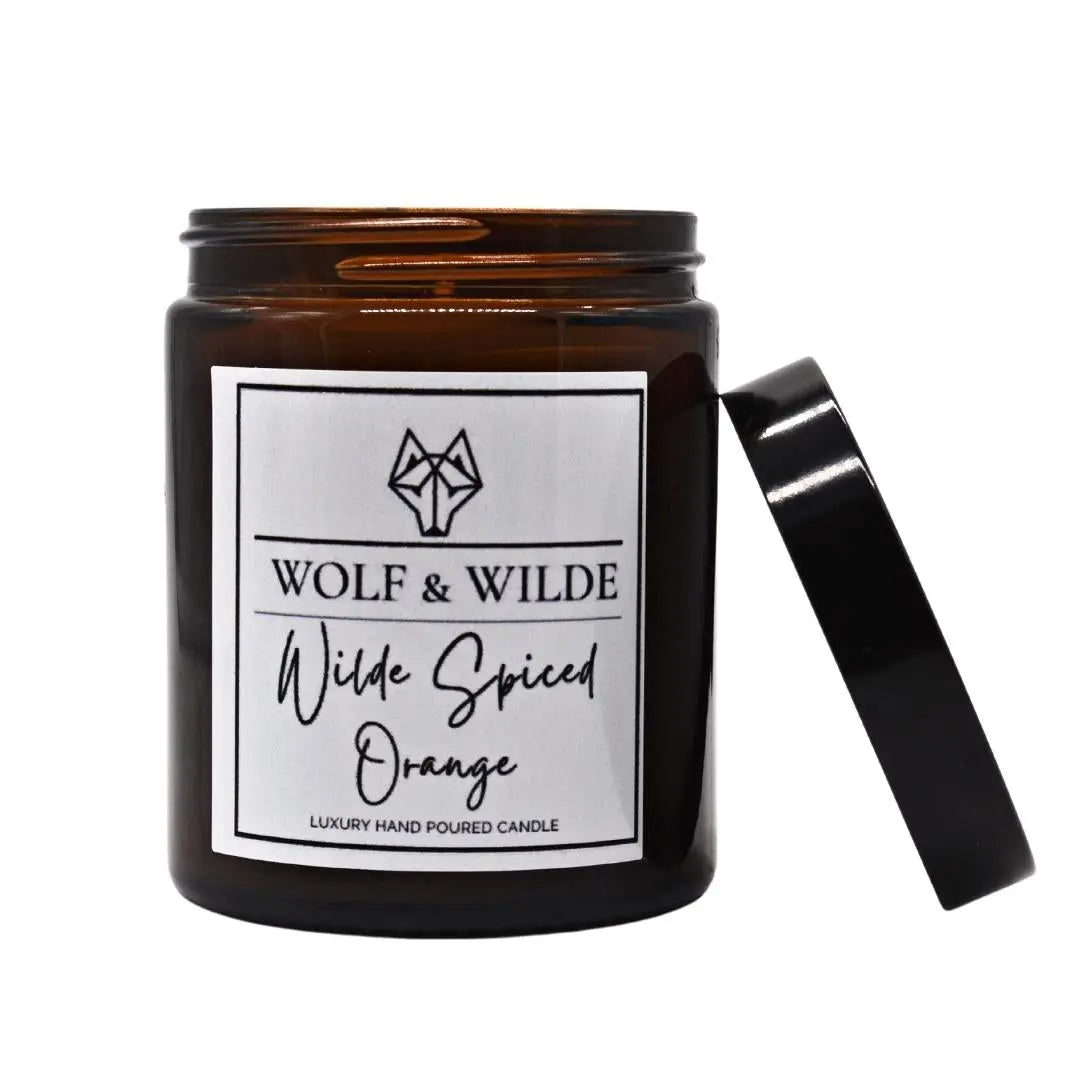 Wilde Spiced Orange Luxury Aromatherapy Scented Candle with rich spices and orange aroma, elegantly designed for home decor.