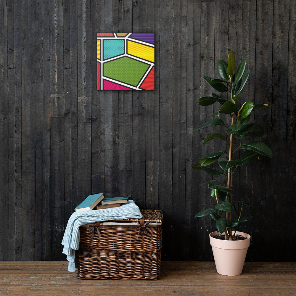 A vibrant canvas print titled 'Window to the Soul', showcasing vivid colors and a matte finish, hand-stretched over solid wood bars.