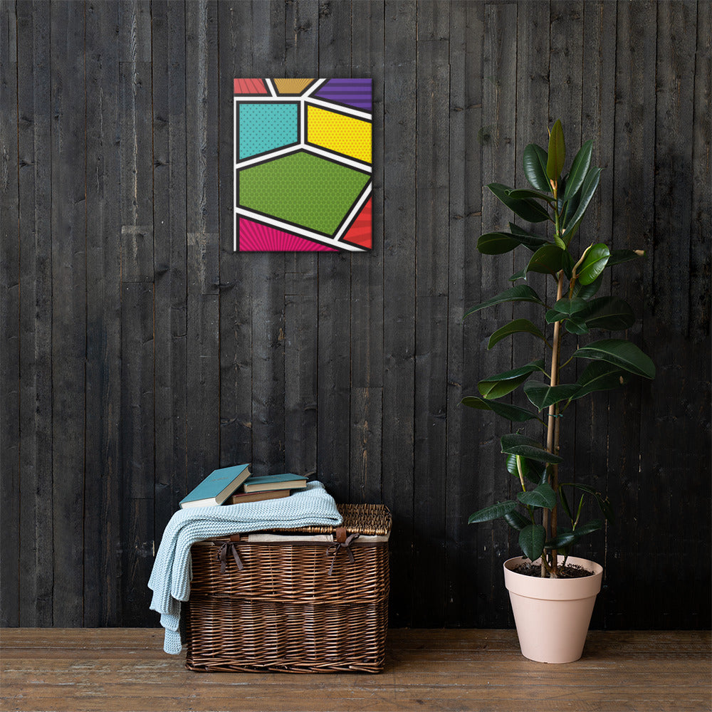 A vibrant canvas print titled 'Window to the Soul', showcasing vivid colors and a matte finish, hand-stretched over solid wood bars.