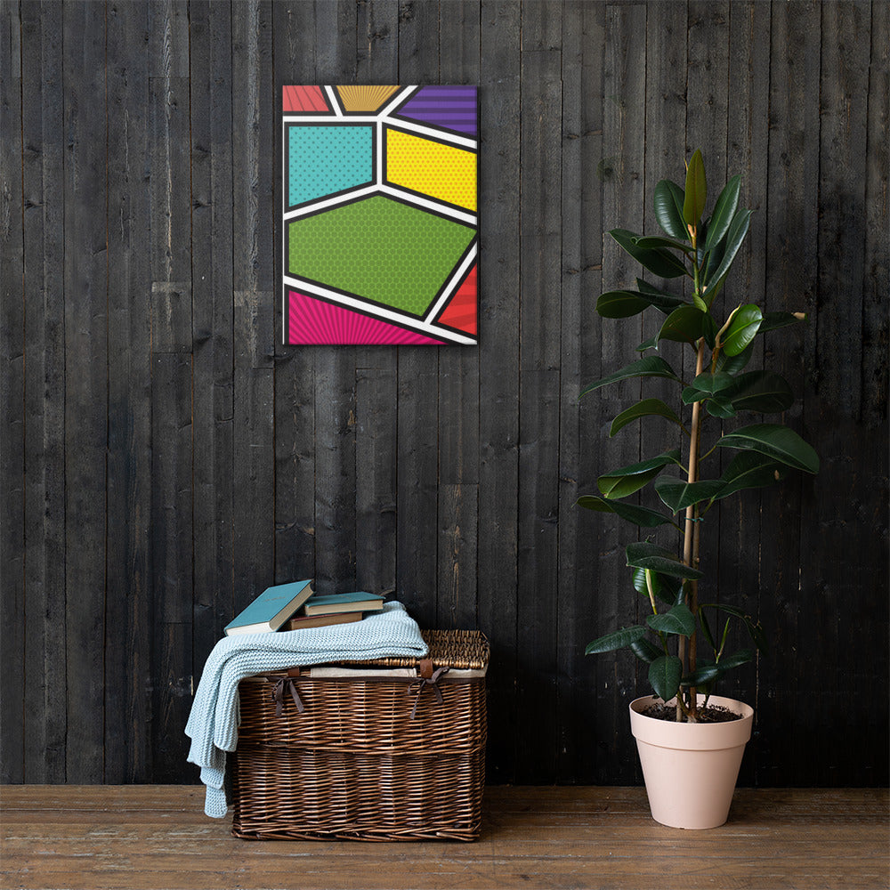 A vibrant canvas print titled 'Window to the Soul', showcasing vivid colors and a matte finish, hand-stretched over solid wood bars.