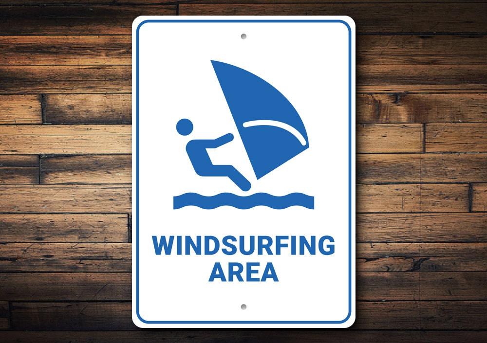 Customizable Windsurfing Sign made from high-quality aluminum, perfect for beach-themed decor.