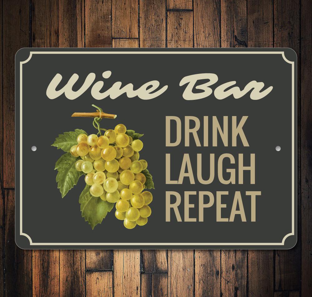 A decorative Wine Phrase Sign made of aluminum, featuring customizable text, ideal for home decor and gifts.