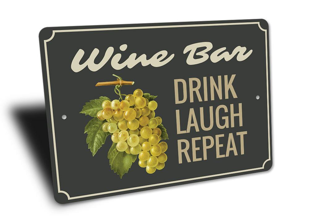 A decorative Wine Phrase Sign made of aluminum, featuring customizable text, ideal for home decor and gifts.