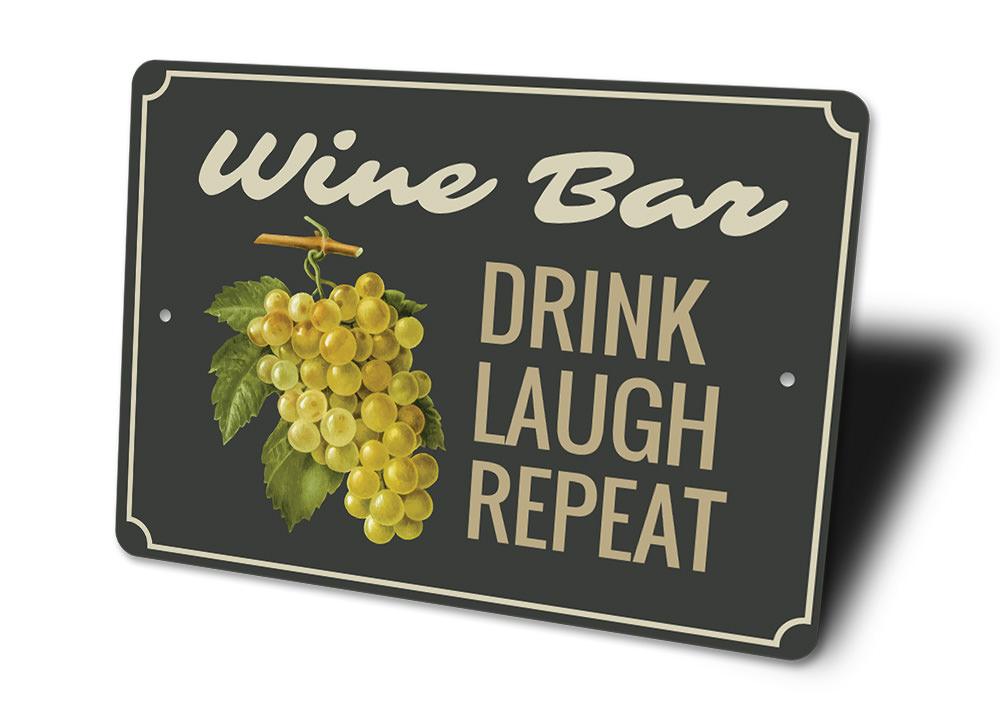 A decorative Wine Phrase Sign made of aluminum, featuring customizable text, ideal for home decor and gifts.