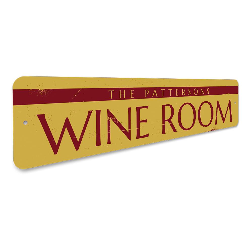 Customizable Wine Room Sign made from durable aluminum, featuring pre-drilled holes for easy mounting.