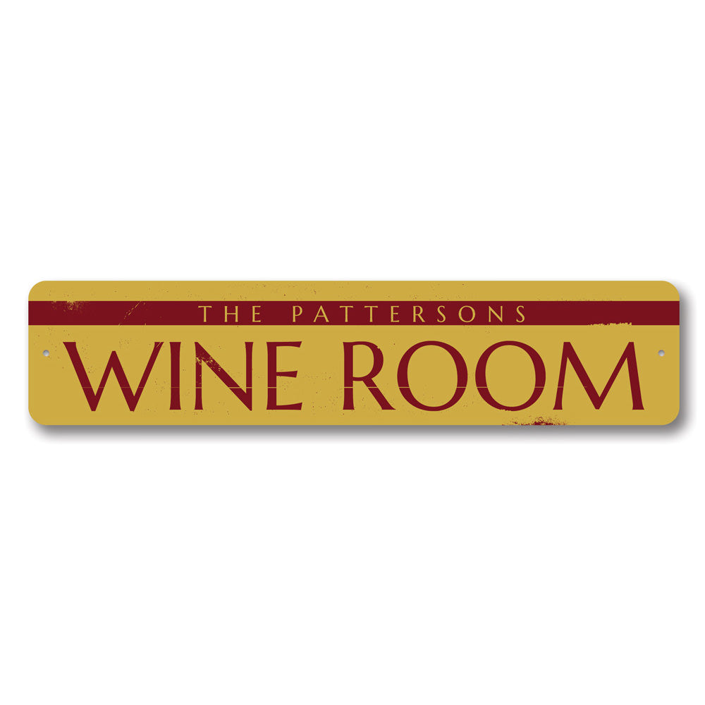 Customizable Wine Room Sign made from durable aluminum, featuring pre-drilled holes for easy mounting.