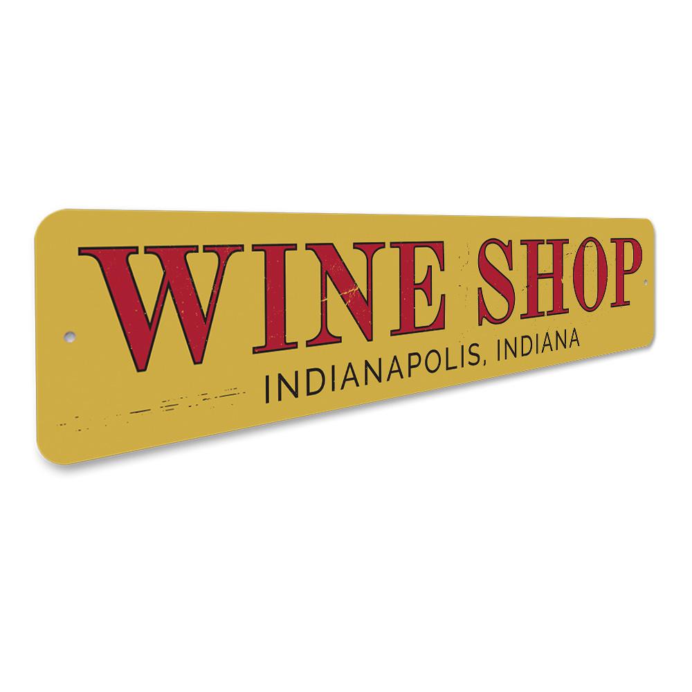 Customizable Wine Shop Name Sign made from high-quality aluminum, featuring pre-drilled holes for easy mounting.