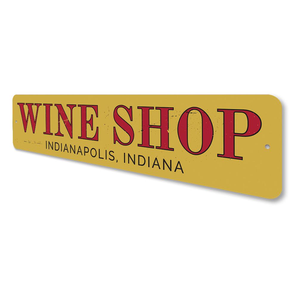 Customizable Wine Shop Name Sign made from high-quality aluminum, featuring pre-drilled holes for easy mounting.