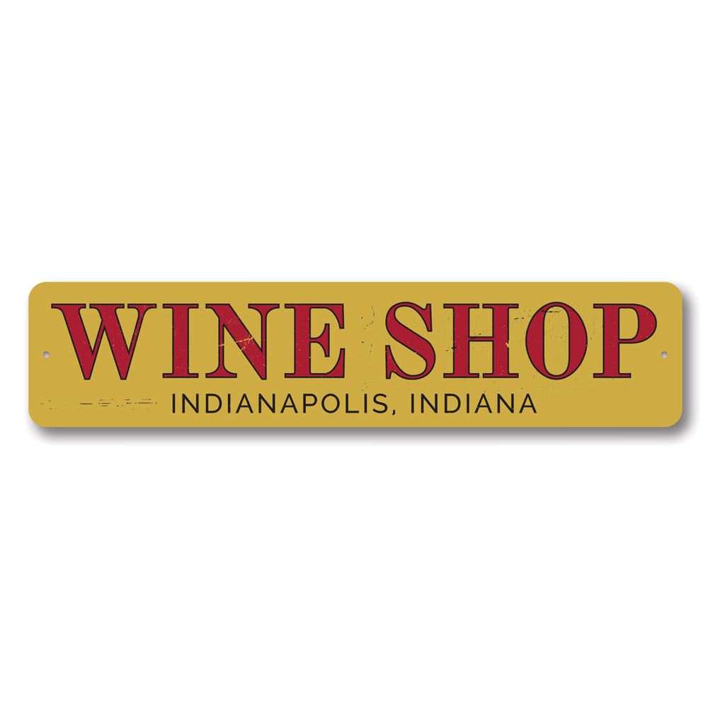 Customizable Wine Shop Name Sign made from high-quality aluminum, featuring pre-drilled holes for easy mounting.