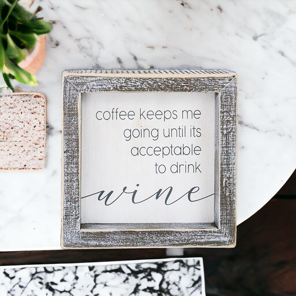 A stylish wood sign that reads 'Wine Time' in white and grey colors, perfect for home or office decor.