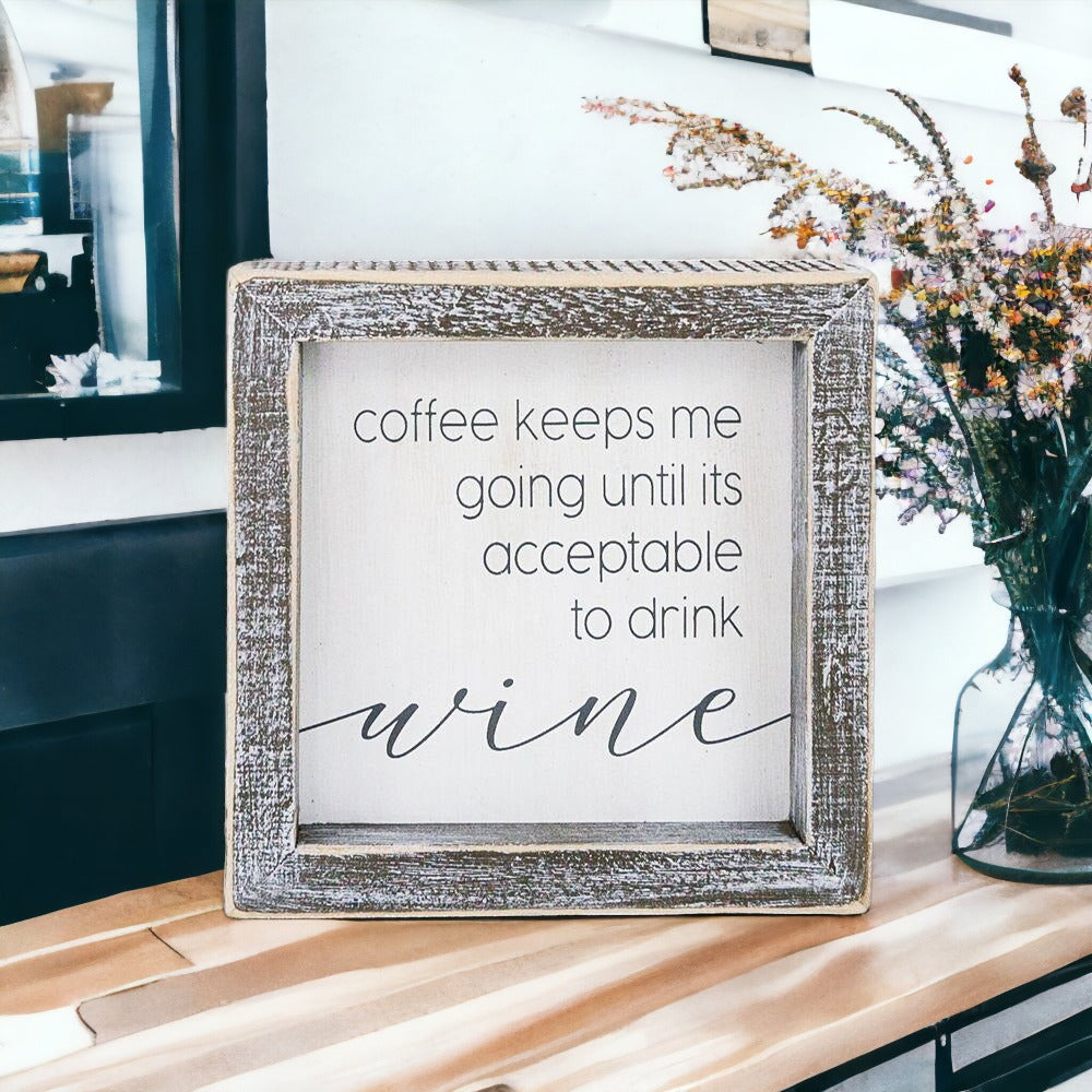 A stylish wood sign that reads 'Wine Time' in white and grey colors, perfect for home or office decor.