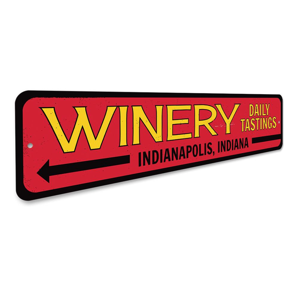 A beautifully crafted Winery Sign made of high-quality aluminum, featuring customizable text and a stylish design, perfect for wine lovers.