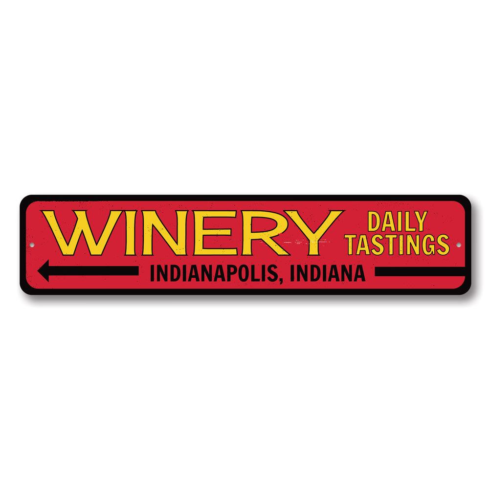 A beautifully crafted Winery Sign made of high-quality aluminum, featuring customizable text and a stylish design, perfect for wine lovers.