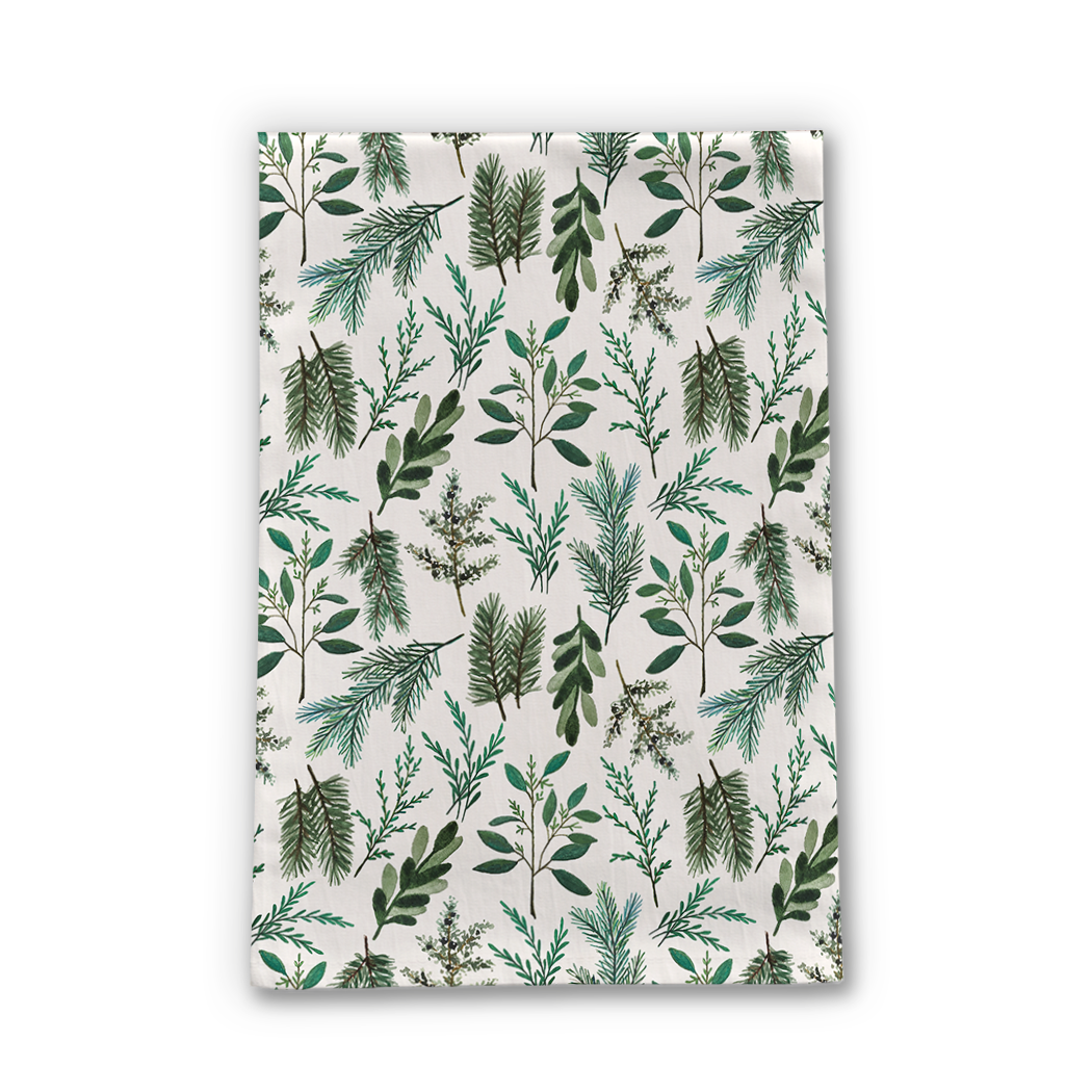 Winter Branch Tea Towel featuring a beautiful winter branch design on durable cotton twill fabric, perfect for kitchen use.