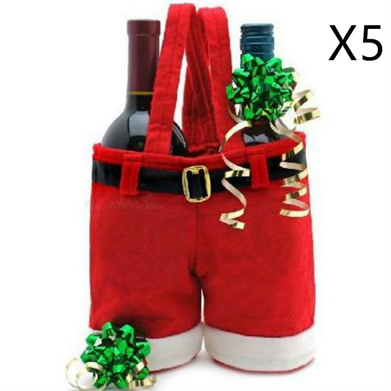 Wool fabric gift bag shaped like Santa pants, perfect for holding candies and small gifts, featuring hollow legs for storage.