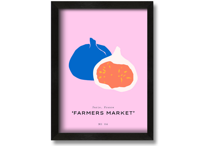 A beautifully framed print of figs, showcasing vibrant colors and intricate details, ready to hang on a wall.