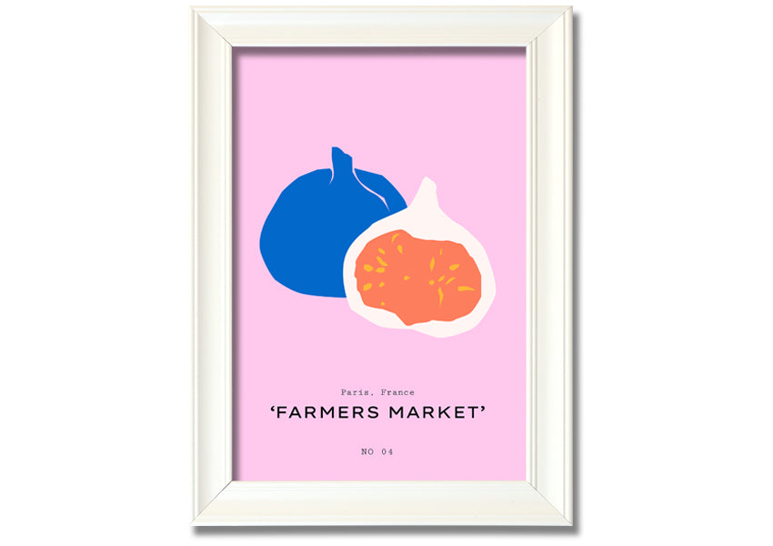 A beautifully framed print of figs, showcasing vibrant colors and intricate details, ready to hang on a wall.