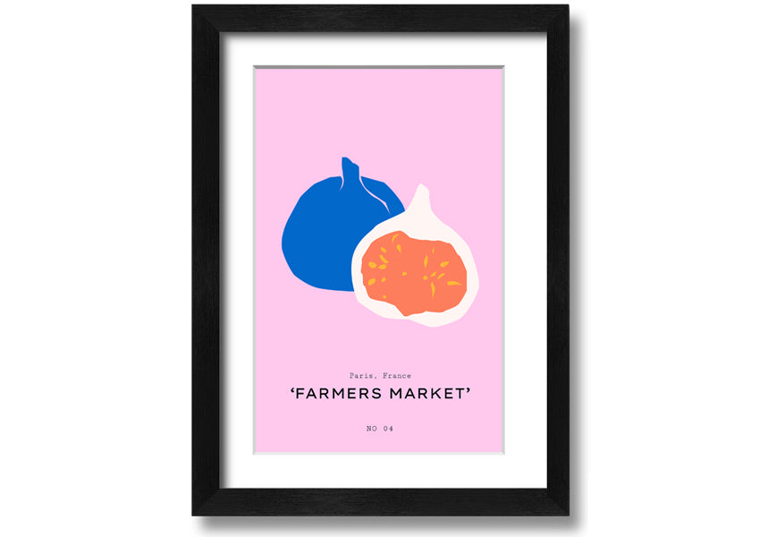 A beautifully framed print of figs, showcasing vibrant colors and intricate details, ready to hang on a wall.