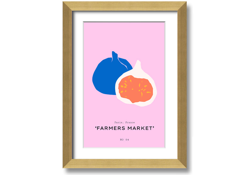 A beautifully framed print of figs, showcasing vibrant colors and intricate details, ready to hang on a wall.