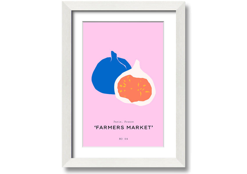 A beautifully framed print of figs, showcasing vibrant colors and intricate details, ready to hang on a wall.