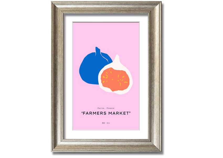 A beautifully framed print of figs, showcasing vibrant colors and intricate details, ready to hang on a wall.