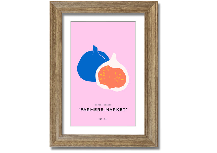 A beautifully framed print of figs, showcasing vibrant colors and intricate details, ready to hang on a wall.