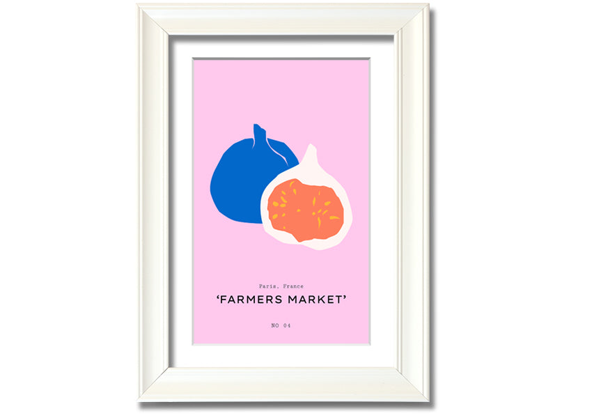 A beautifully framed print of figs, showcasing vibrant colors and intricate details, ready to hang on a wall.