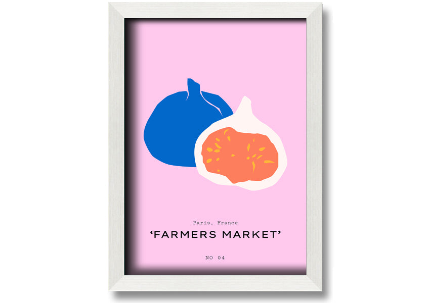 A beautifully framed print of figs, showcasing vibrant colors and intricate details, ready to hang on a wall.