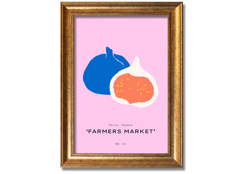 A beautifully framed print of figs, showcasing vibrant colors and intricate details, ready to hang on a wall.