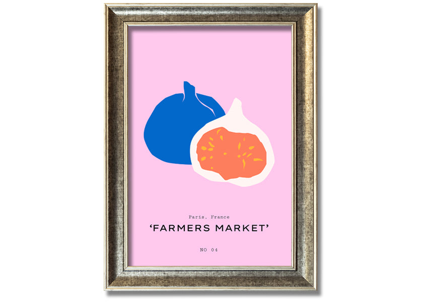 A beautifully framed print of figs, showcasing vibrant colors and intricate details, ready to hang on a wall.