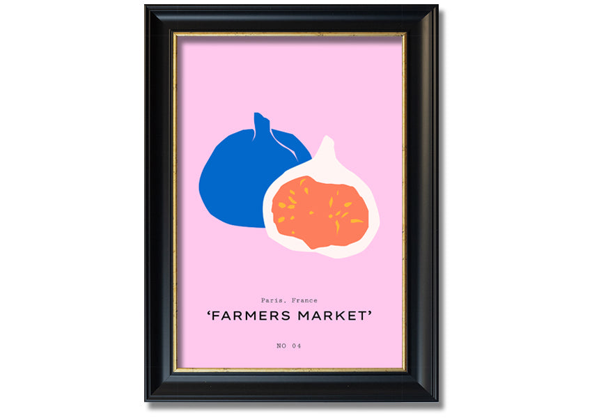 A beautifully framed print of figs, showcasing vibrant colors and intricate details, ready to hang on a wall.