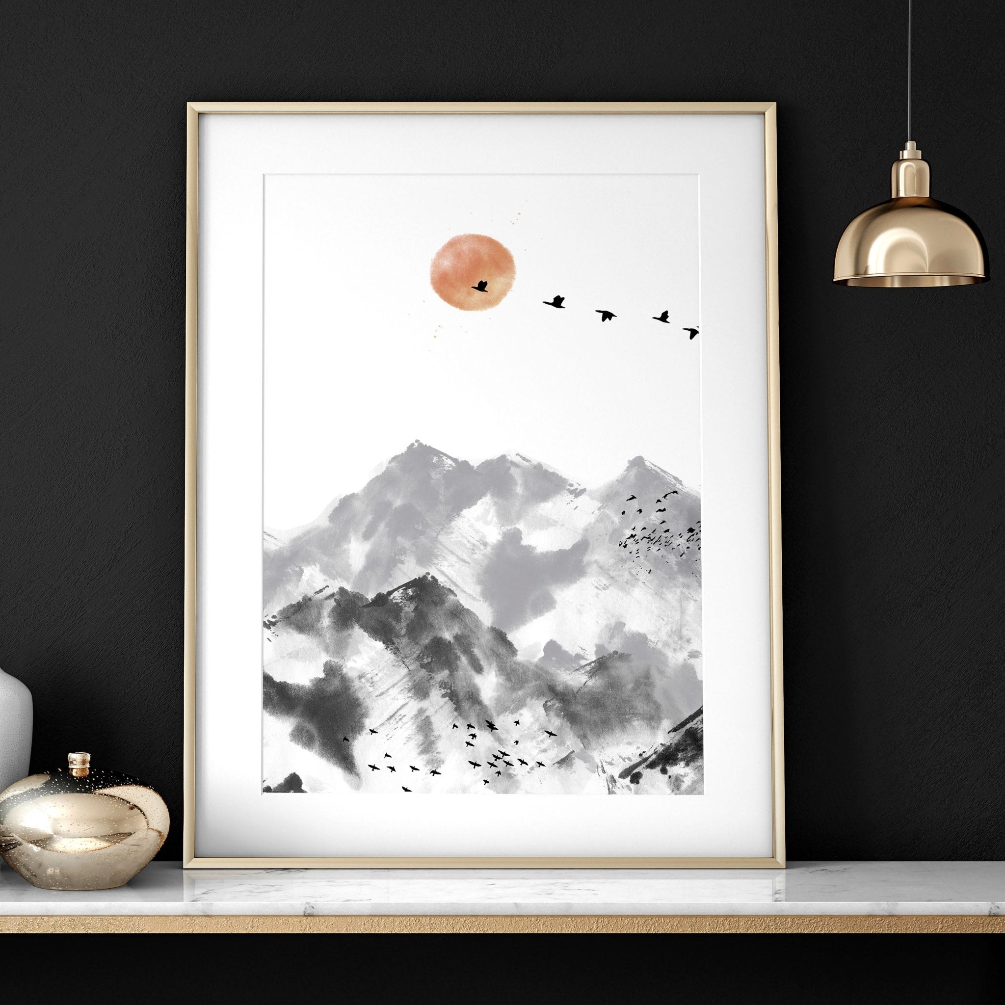 Set of three Scandinavian wall art prints featuring minimalist designs in muted colors, perfect for office decor.