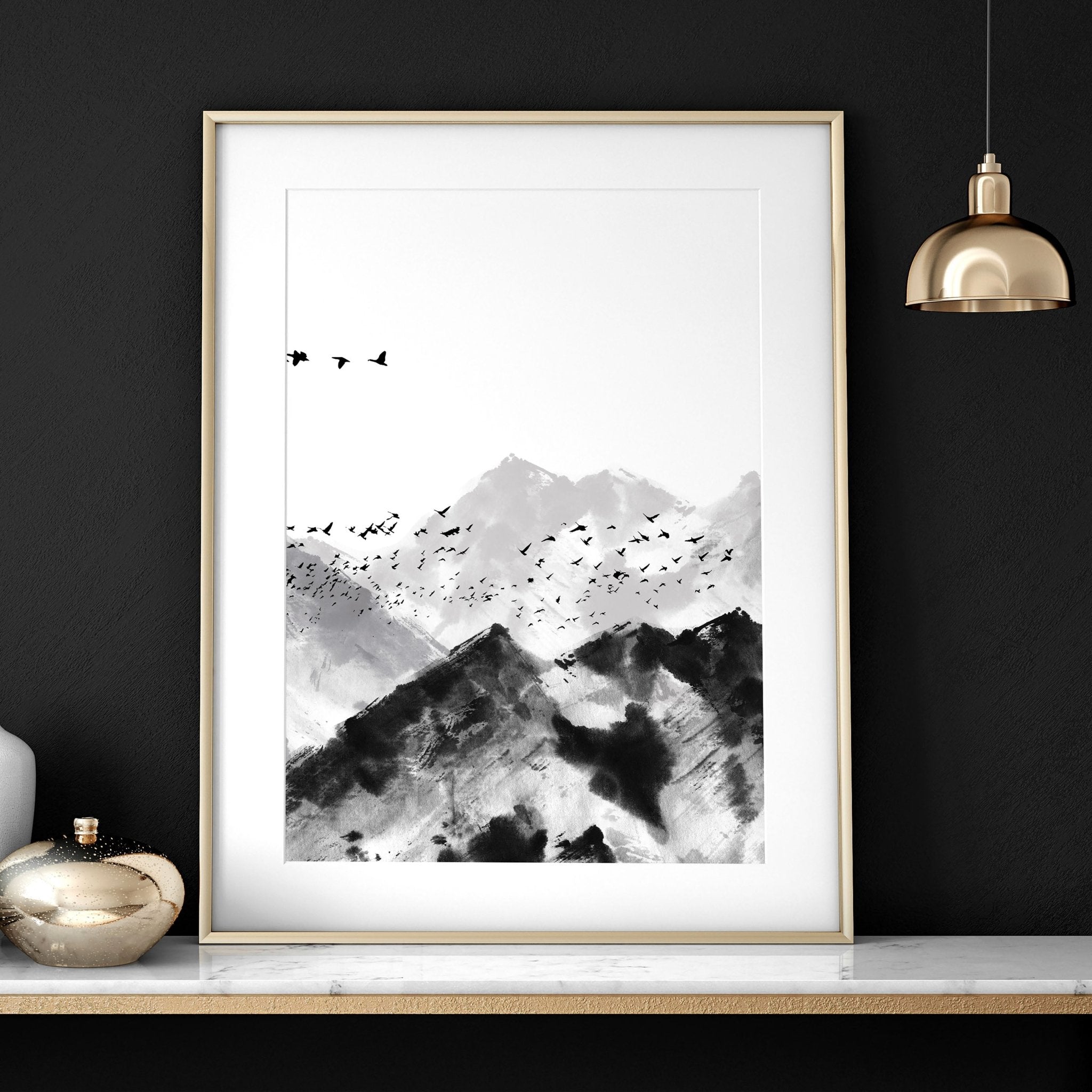 Set of three Scandinavian wall art prints featuring minimalist designs in muted colors, perfect for office decor.