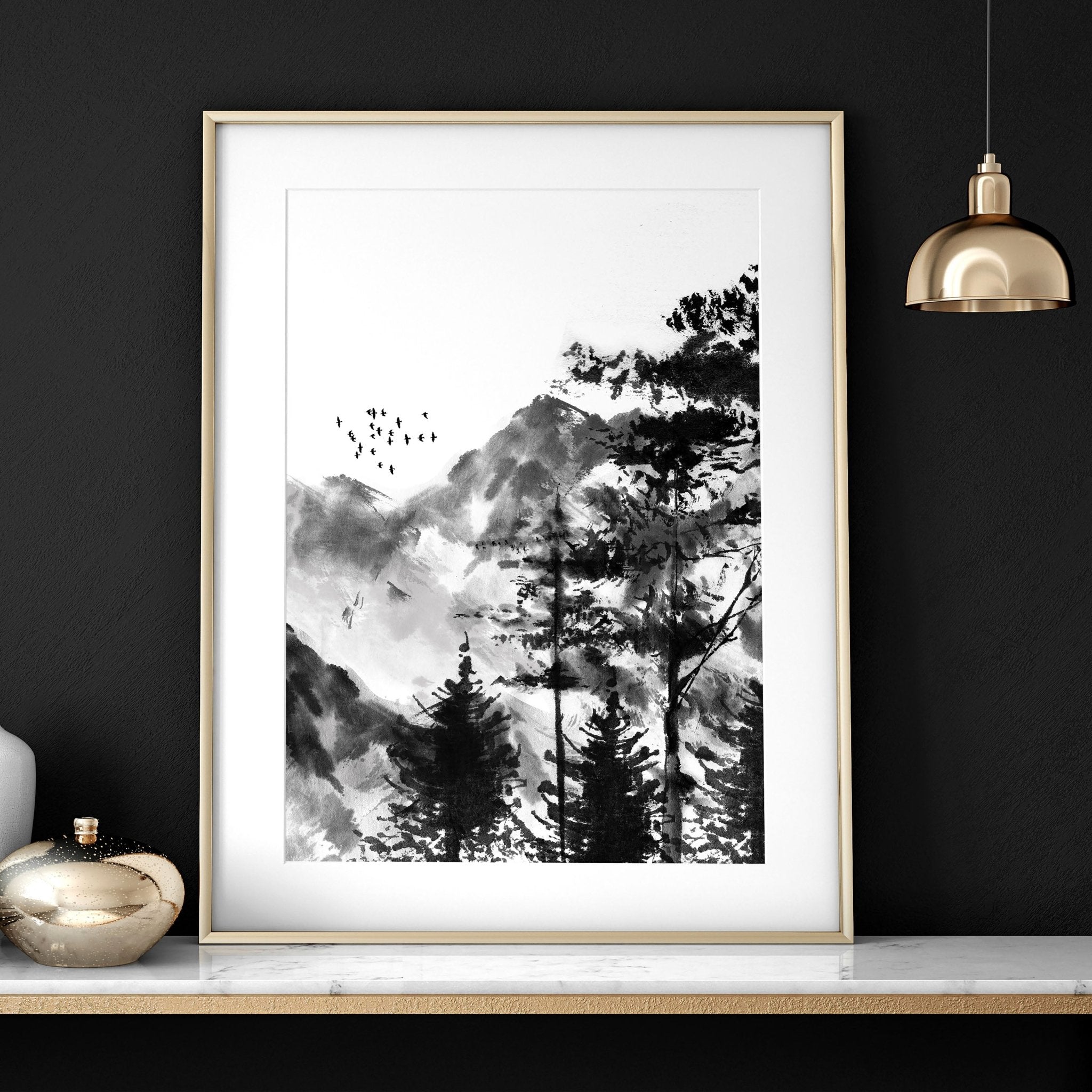 Set of three Scandinavian wall art prints featuring minimalist designs in muted colors, perfect for office decor.