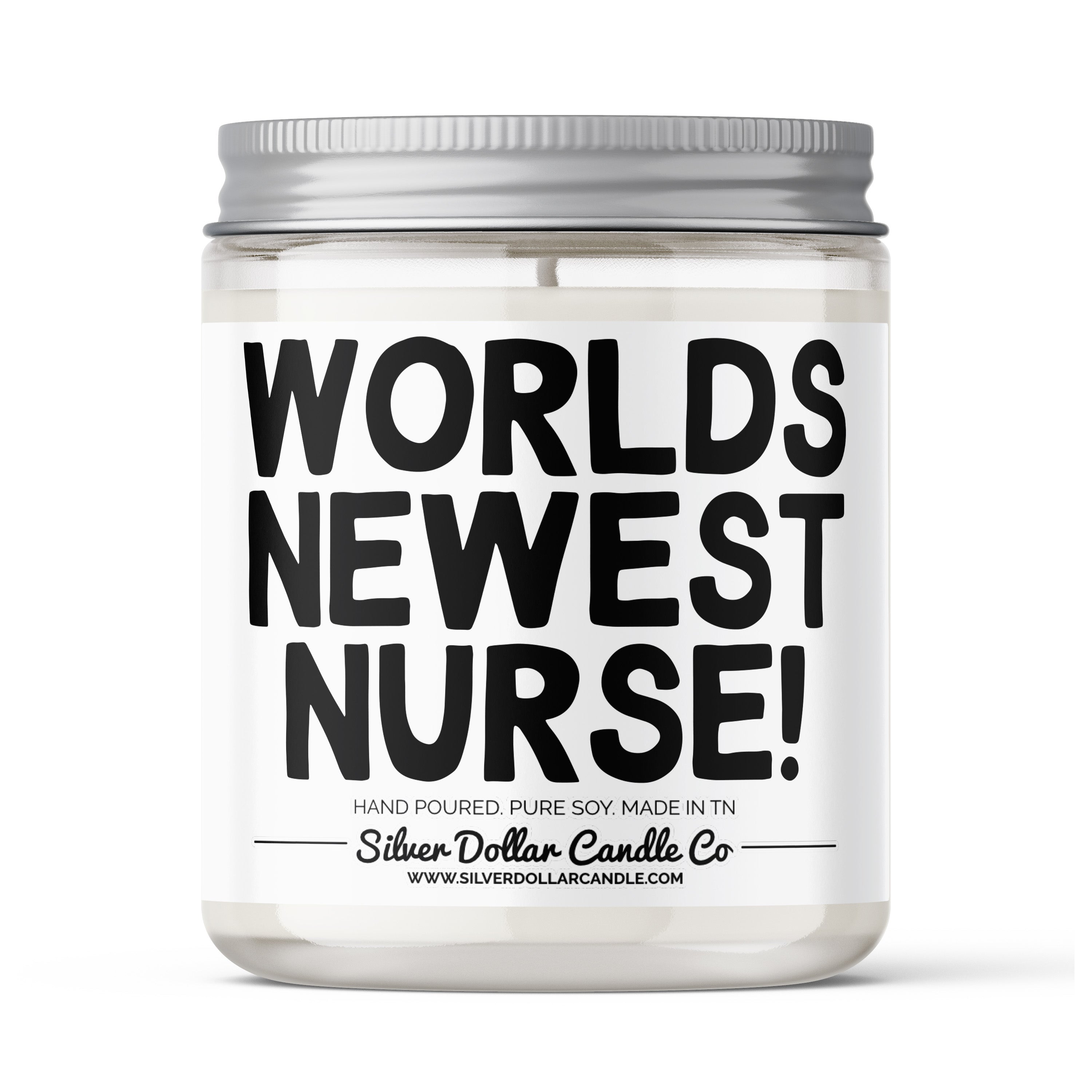 A charming 9/16oz candle made from 100% all-natural soy wax, designed for new nurses, featuring a fun and sweet scent.