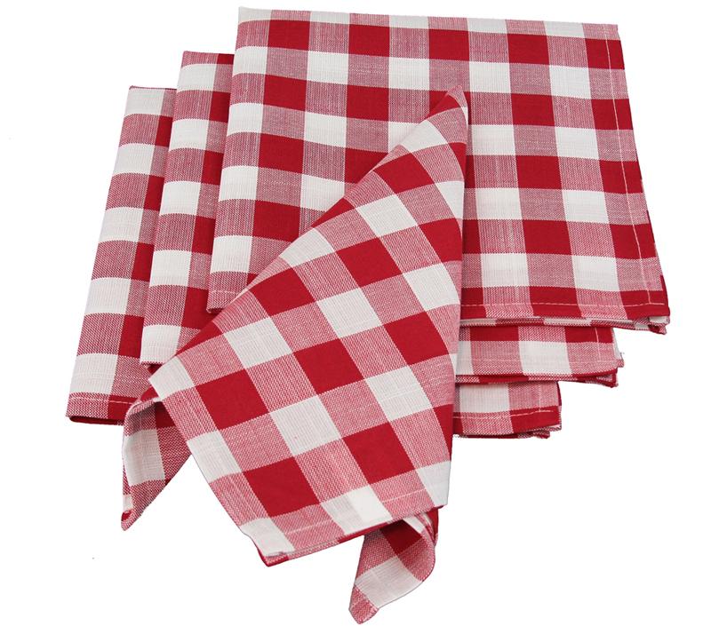 Set of 4 XD12008 Gingham Check Napkins in vibrant colors, featuring a classic two-tone check pattern, perfect for dining occasions.