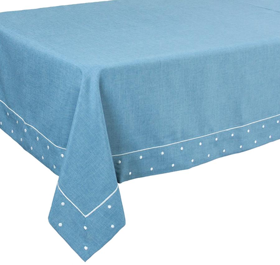 XD13015 Polka Dot Tablecloth featuring embroidered polka dots in vibrant colors, perfect for enhancing dining settings.