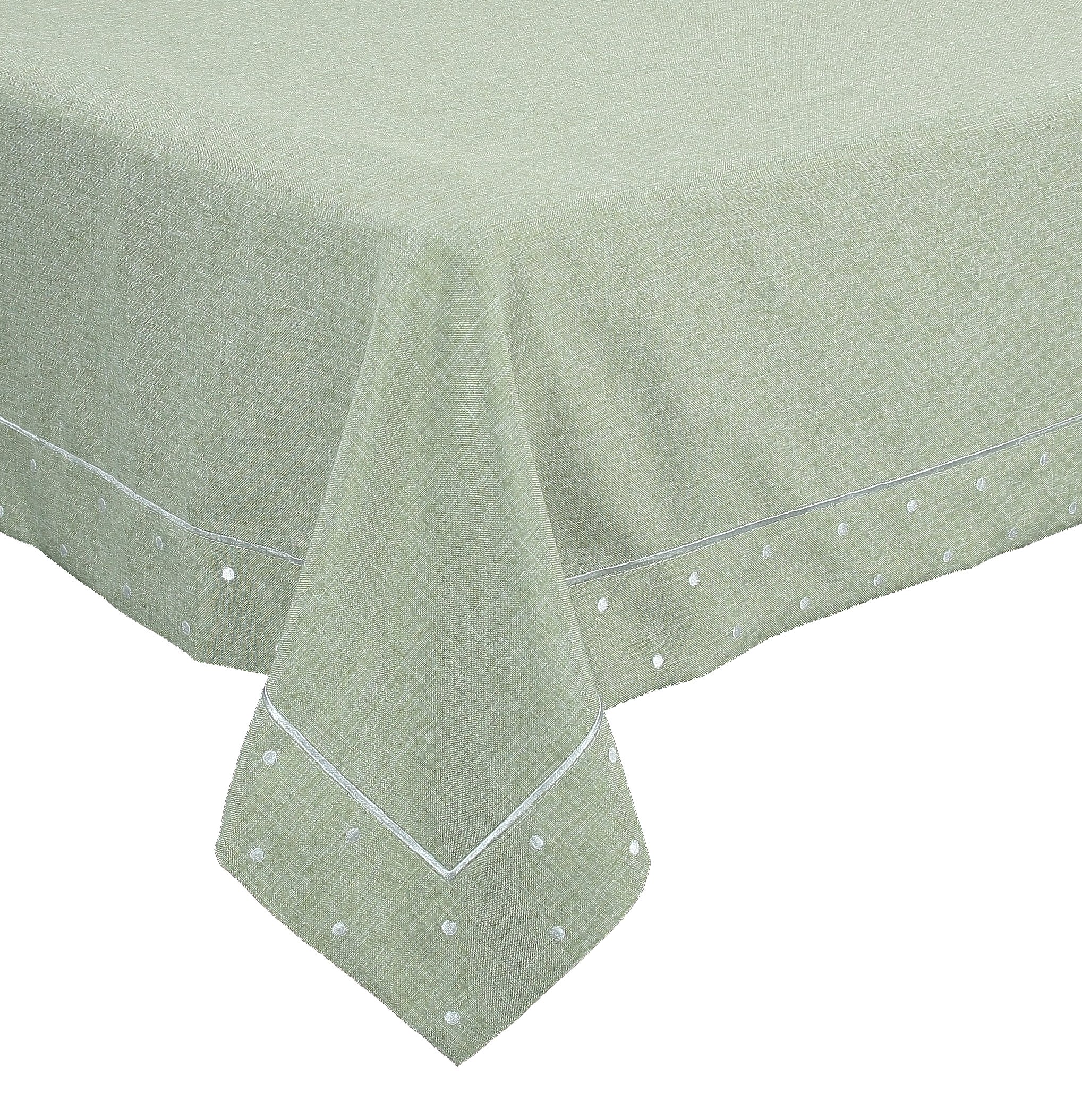 XD13015 Polka Dot Tablecloth featuring embroidered polka dots in vibrant colors, perfect for enhancing dining settings.